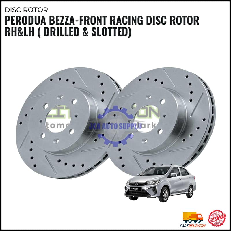 Front Racing Disc Rotor RH&LH ( Drilled & Slotted)-Perodua Bezza