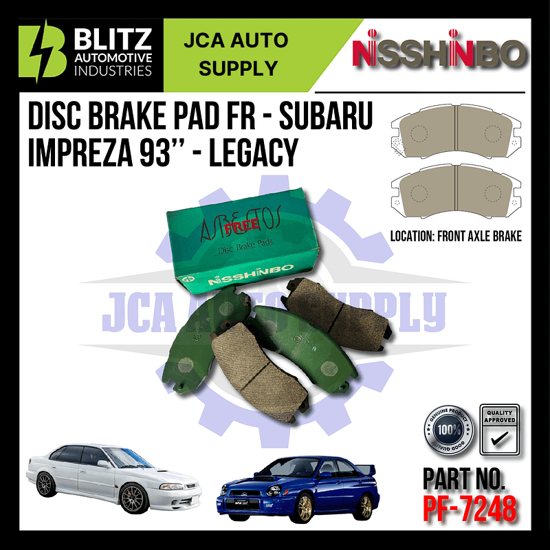 NISSHINBO - FRONT DISC BRAKE PAD (4PCS) - PF-7248 - SUBARU - IMPREZA - LEGACY