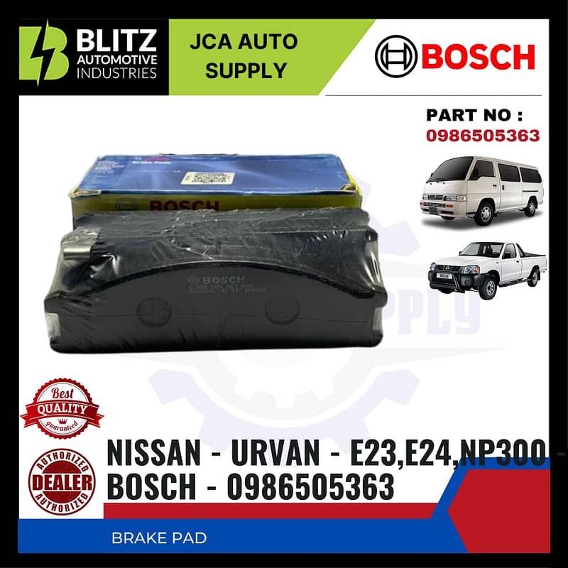 FRONT DISC BRAKE PAD (4PCS) - NISSAN - URVAN - E23,E24,NP300 - BOSCH - 0986505363