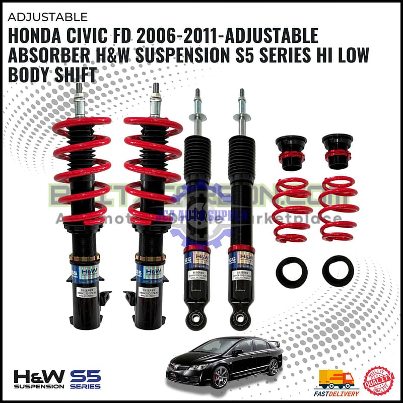 Honda Civic FD 2006-2011-Adjustable Absorber H&W Suspension S5 Series Hi Low Body Shift