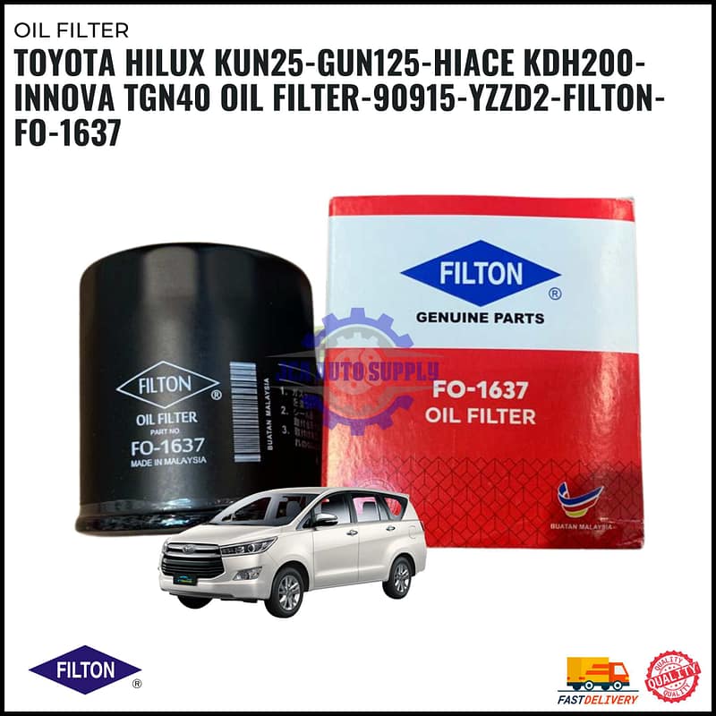Toyota Hilux Kun25-Gun125-Hiace KDH200-Innova TGN40 Oil Filter-90915-YZZD2-Filton-FO-1637
