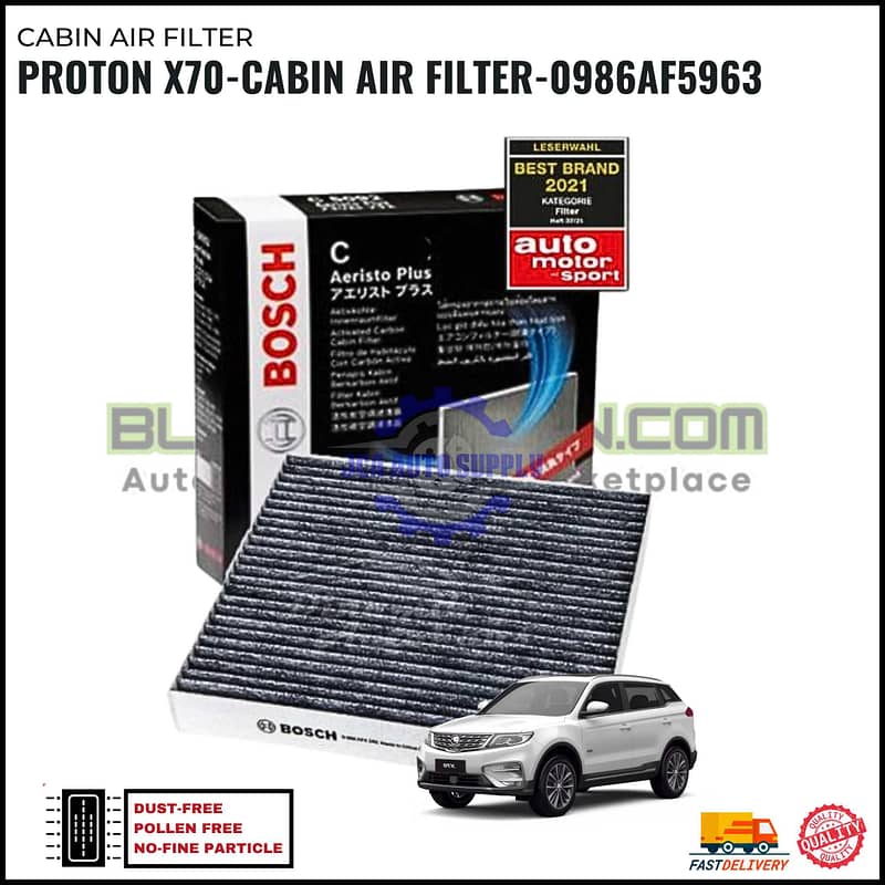 CABIN AIR FILTER - PROTON X70 - BOSCH - 0986AF5963