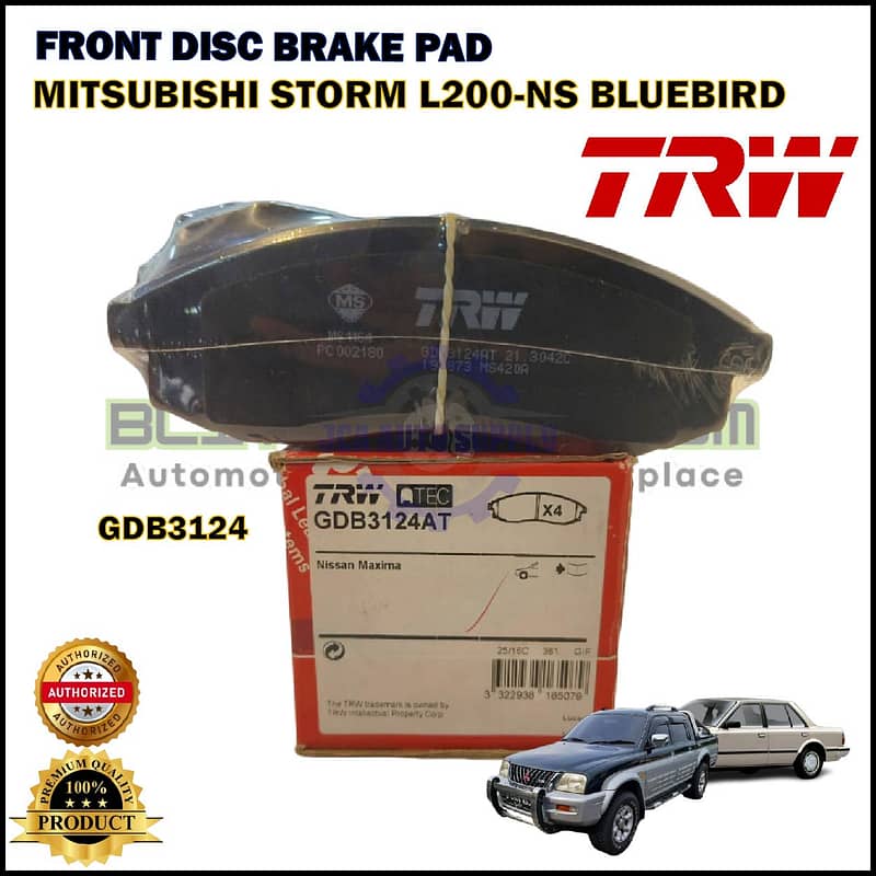 Mitsubishi Storm L200 2.5CC-A32-Nissan Maxima-Bluebird-Front Disc Brake Pad-TRW-GDB3124