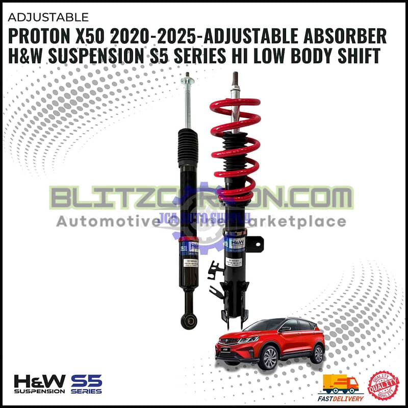 Proton X50 2020-2025-Adjustable Absorber H&W Suspension S5 Series Hi Low Body Shift