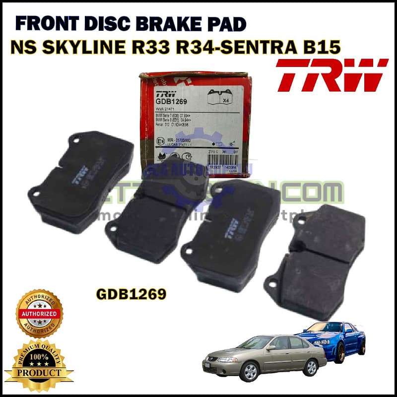 Name Nissan Skyline R33-R34-Sentra B15-Fairlady-Front Disc Brake Pad-TRW-GDB1269