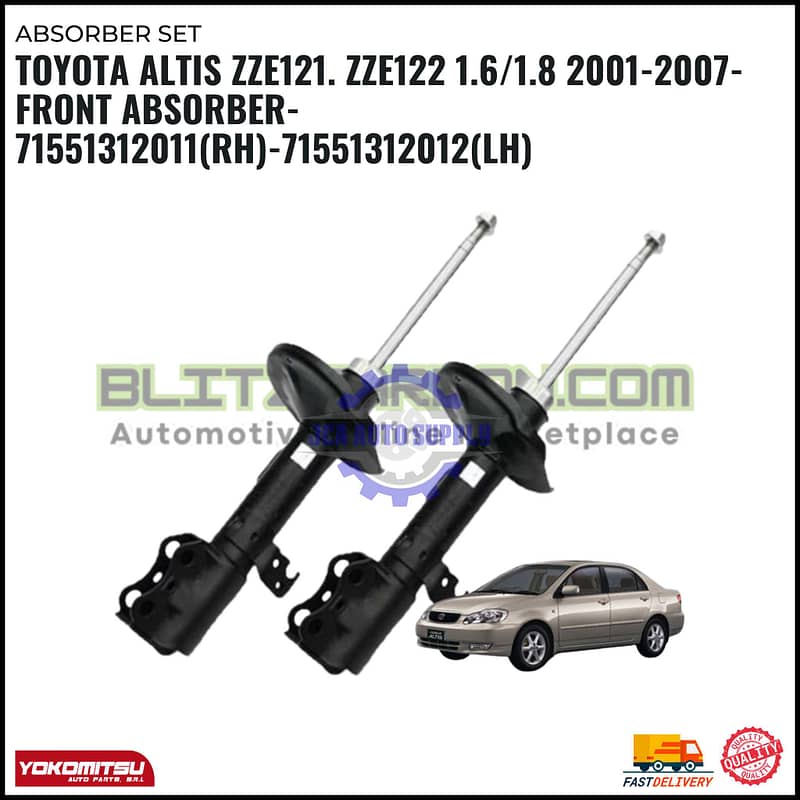 Toyota Altis ZZE121. ZZE122 1.6/1.8 2001-2007-Front Absorber-71551312011(RH)-71551312012(LH)