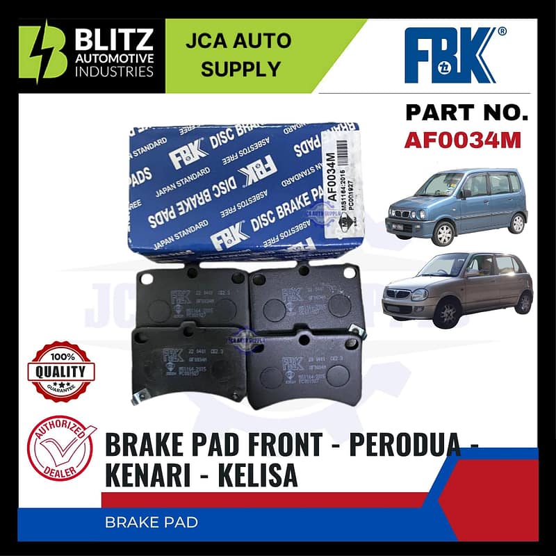 Perodua Kenari - Kelisa Front Disc Brake Pad Set - FBK - AF0034