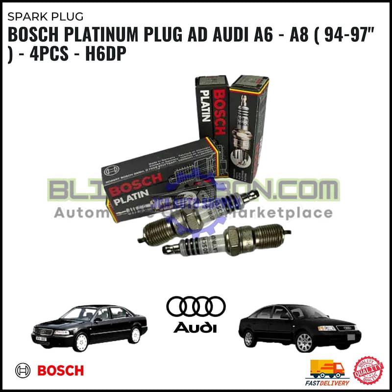 BOSCH PLATINUM PLUG AD AUDI A6 - A8 ( 94-97" ) - 4PCS - H6DP