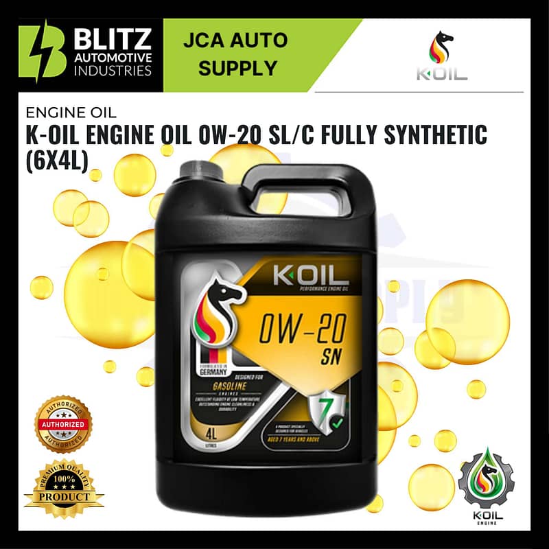 BLITZ K OIL ENGINE OIL 0W 20 SLC FULLY SYNTHETIC (6X4L)