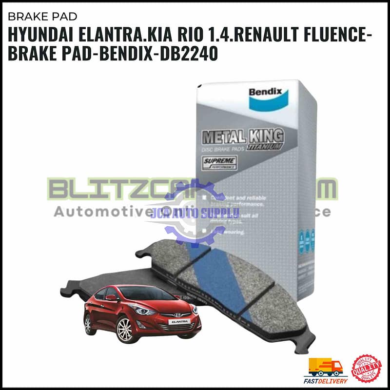 Hyundai Elantra.Kia Rio 1.4.Renault Fluence-Brake Pad-BENDIX-DB2240