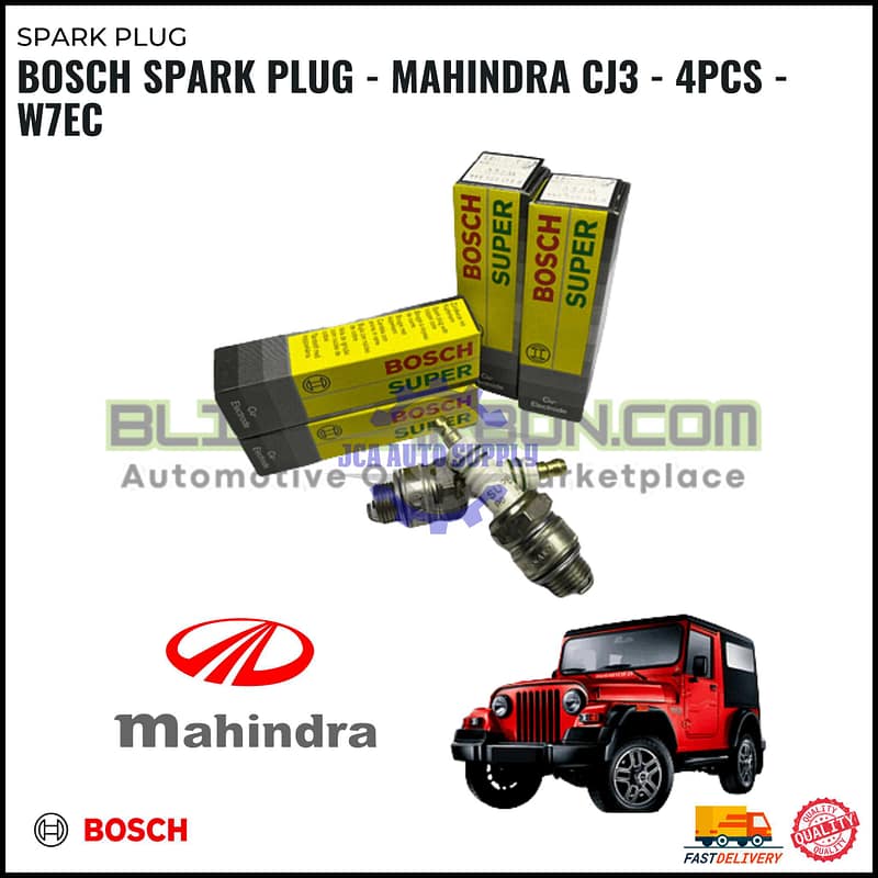 BOSCH SPARK PLUG - MAHINDRA CJ3 - 4PCS - W7EC