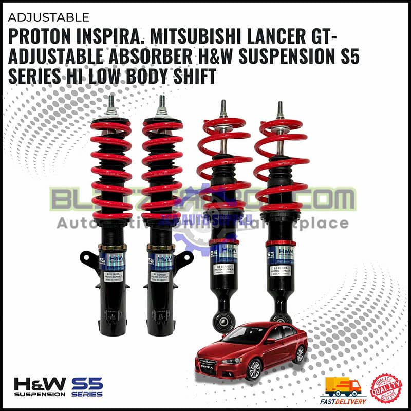 Proton Inspira. Mitsubishi Lancer GT-Adjustable Absorber H&W Suspension S5 Series Hi Low Body Shift