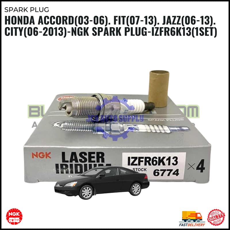 Honda Accord (03-06). Fit (07-13). Jazz (06-13). City (06-2013)-NGK Spark Plug-IZFR6K13(1SET)