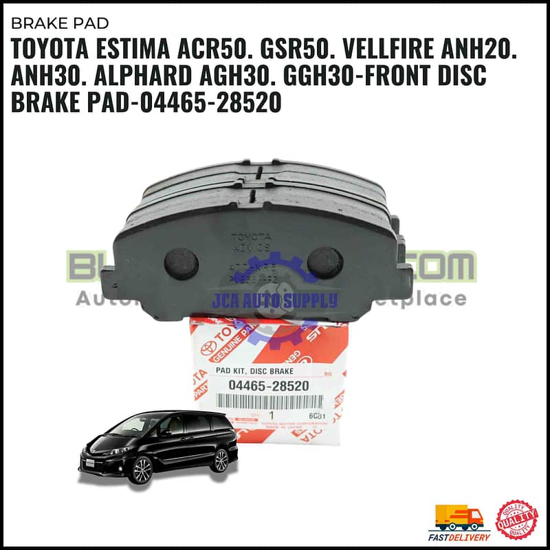 Toyota Estima ACR50. GSR50. Vellfire ANH20. ANH30. Alphard AGH30. GGH30-Front Disc Brake Pad-04465-28520