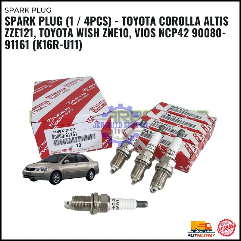 SPARK PLUG (1 / 4PCS) - TOYOTA COROLLA ALTIS ZZE121, TOYOTA WISH ZNE10, VIOS NCP42 - TOYOTA ORIGINAL - 90080-91161 (K16R
