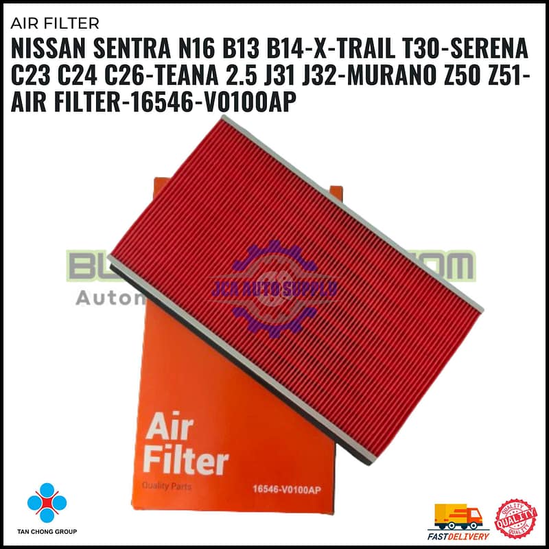 Air Filter-Nissan Sentra N16 B13 B14-X-Trail T30-Serena C23 C24 C26-Teana 2.5 J31 J32-Murano Z50 Z51-Tan Chong/Autoplus-16546-V0100AP