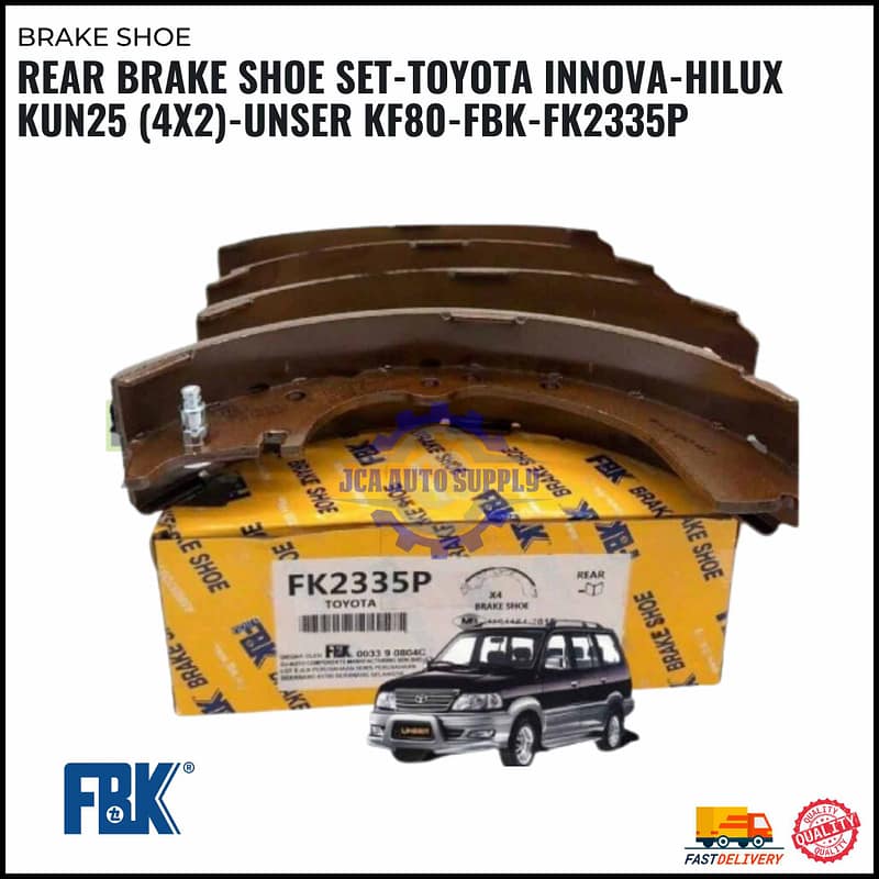 Rear Brake Shoe Set-Toyota Innova-Hilux KUN25 (4X2)-Unser KF80-FBK-FK2335P