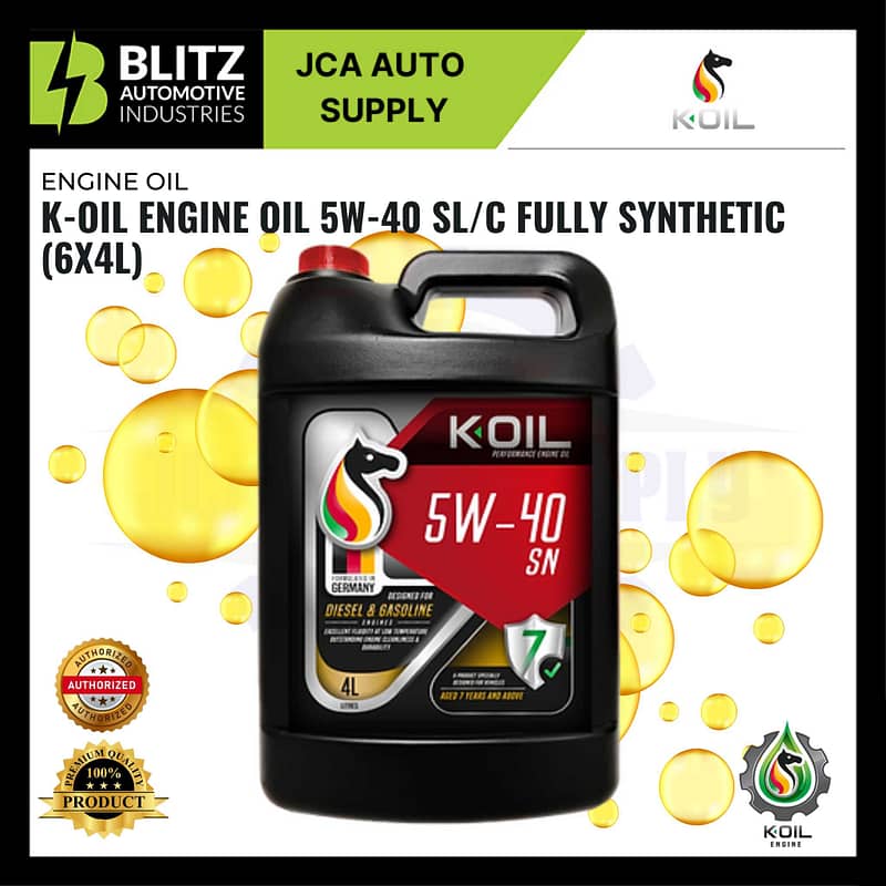 BLITZ K OIL ENGINE OIL 5W 40 SLC FULLY SYNTHETIC (6X4L)