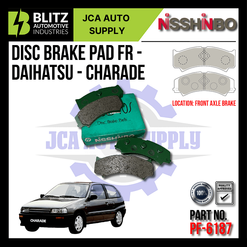 NISSHINBO - FRONT DISC BRAKE PAD (4PCS) -PF-6187 - DAIHATSU CHARADE