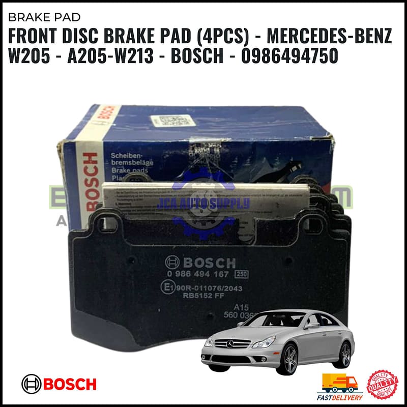 FRONT DISC BRAKE PAD (4PCS) - MERCEDES-BENZ W205 - A205-W213 - BOSCH - 0986494750