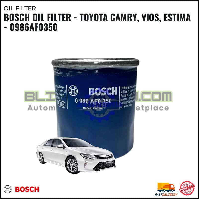 BOSCH OIL FILTER - TOYOTA CAMRY, VIOS, ESTIMA - 0986AF0350