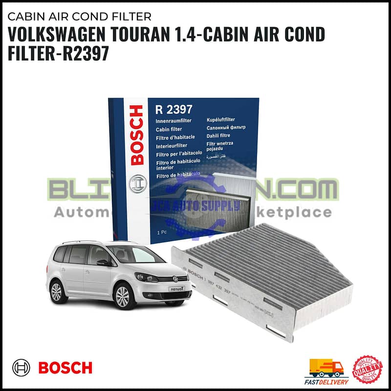 CABIN AIR COND FILTER-VOLKSWAGEN TOURAN 1.4-BOSCH-R2397