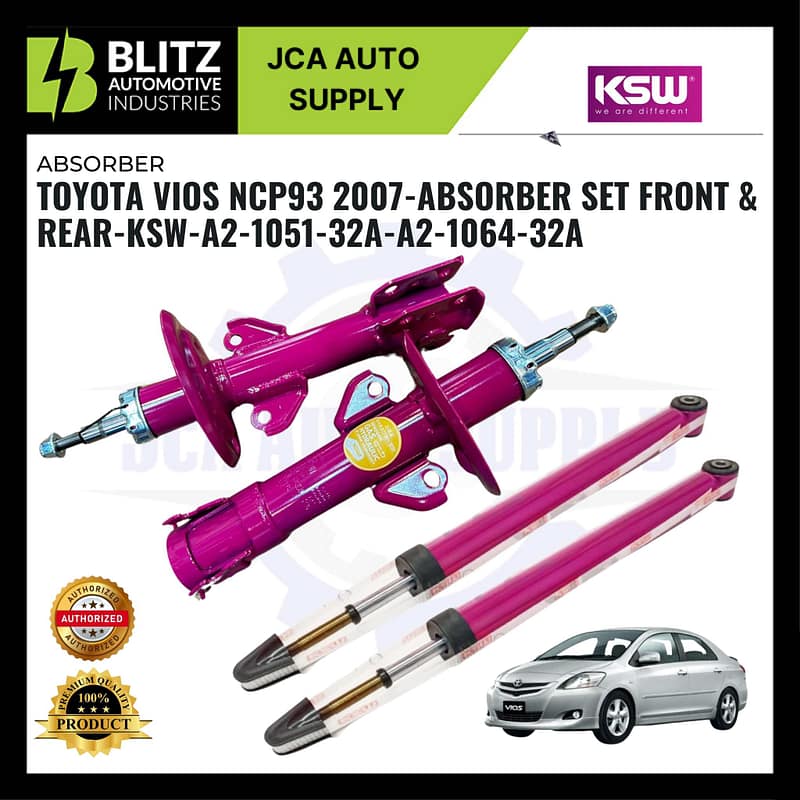 Toyota Vios NCP93 2007-Absorber Set Front & Rear-KSW-A2-1051-32A-A2-1064-32A